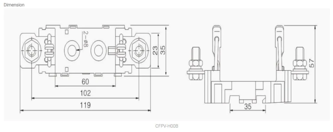 PV Nh Fuse Base Compact Nh Sizes