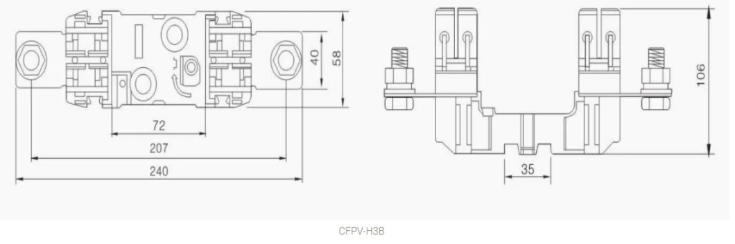 PV Nh Fuse Base 1000 V DC Nh00 Nh1 Nh2 Nh3 Size