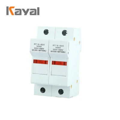 Kayal 3 ピン円筒形ヒューズ ホルダー タイプ Rt18-63、32A DIN レール上